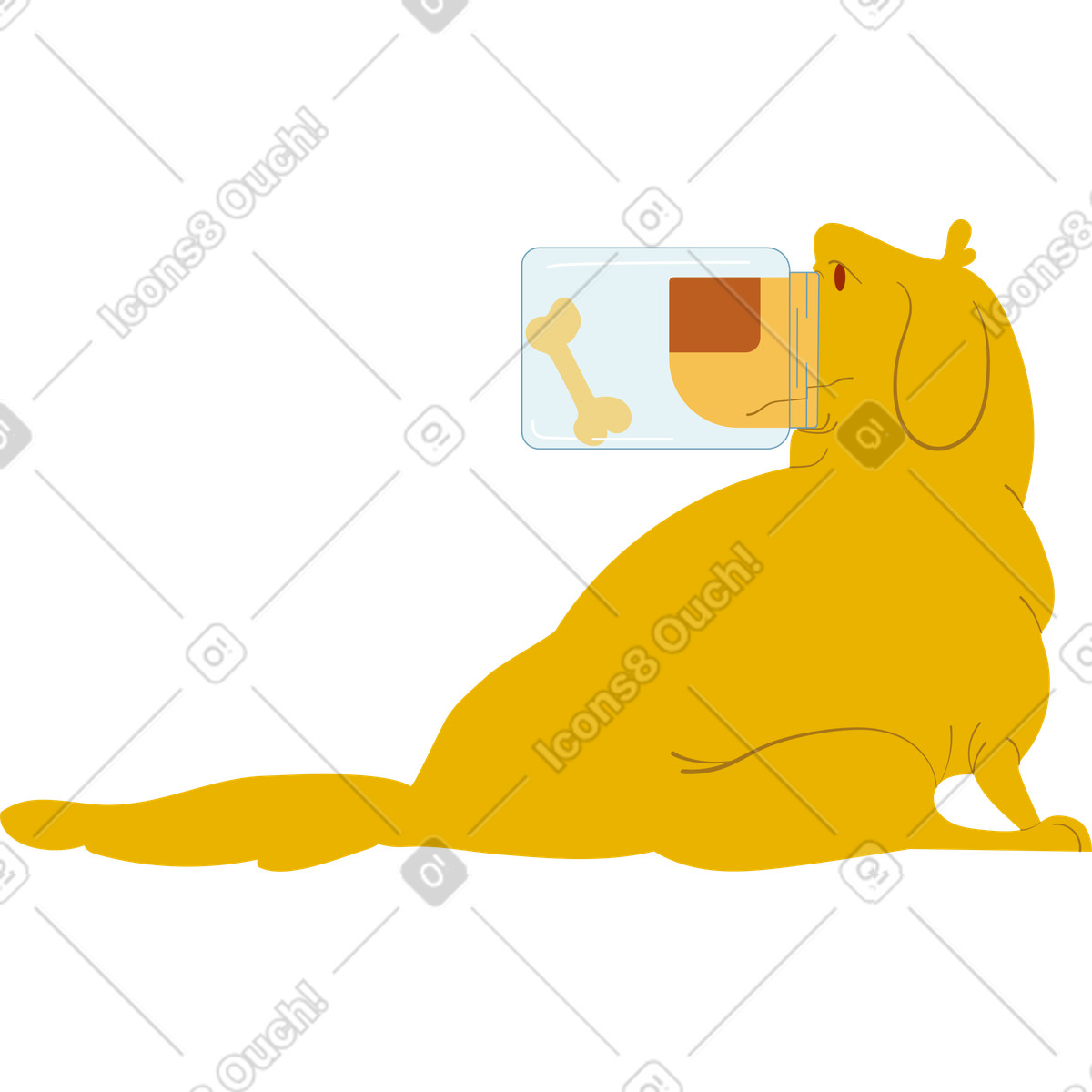 Labrador with a jar on his nose illustration in Woof style download in PNG, SVG