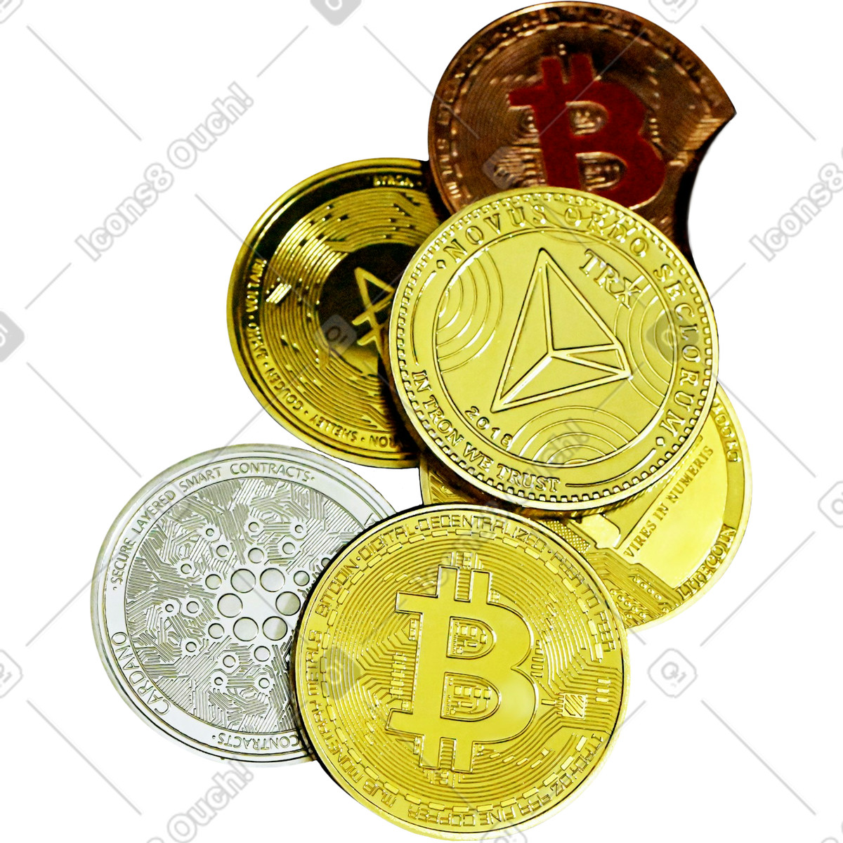 Crypto coins-Illustration im Marker-Stil als Download in PNG, SVG