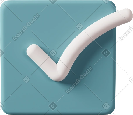 3D 蓝色框中的复选标记插图，PNG、SVG格式