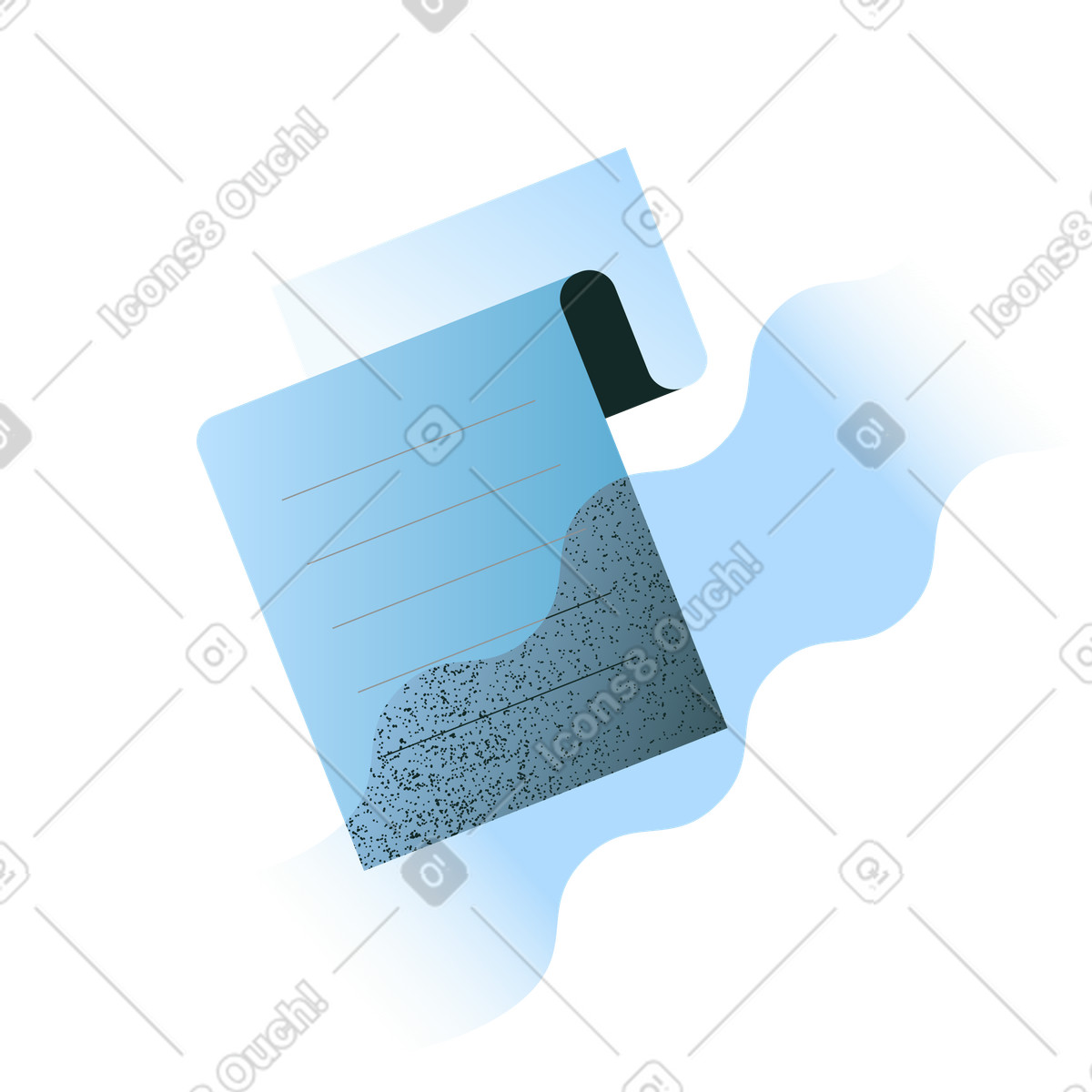 Reporting and paperwork with blue paper document on long page illustration in Concept style download in PNG, SVG