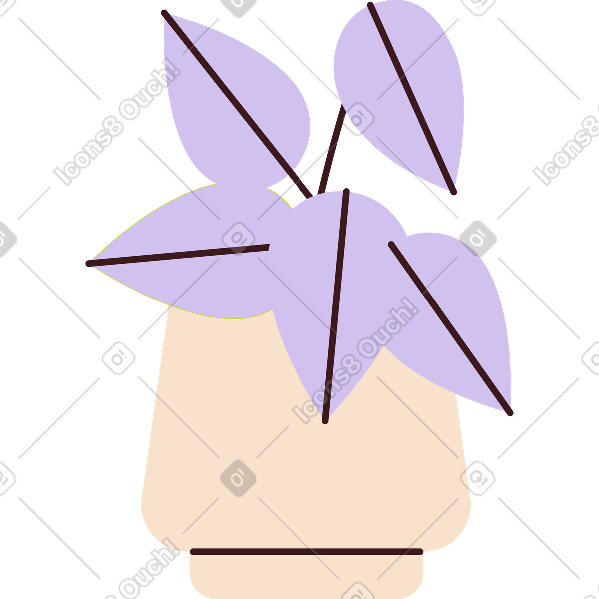 Fiore con foglia in una pentola illustrazione stile Folks scarica PNG, SVG