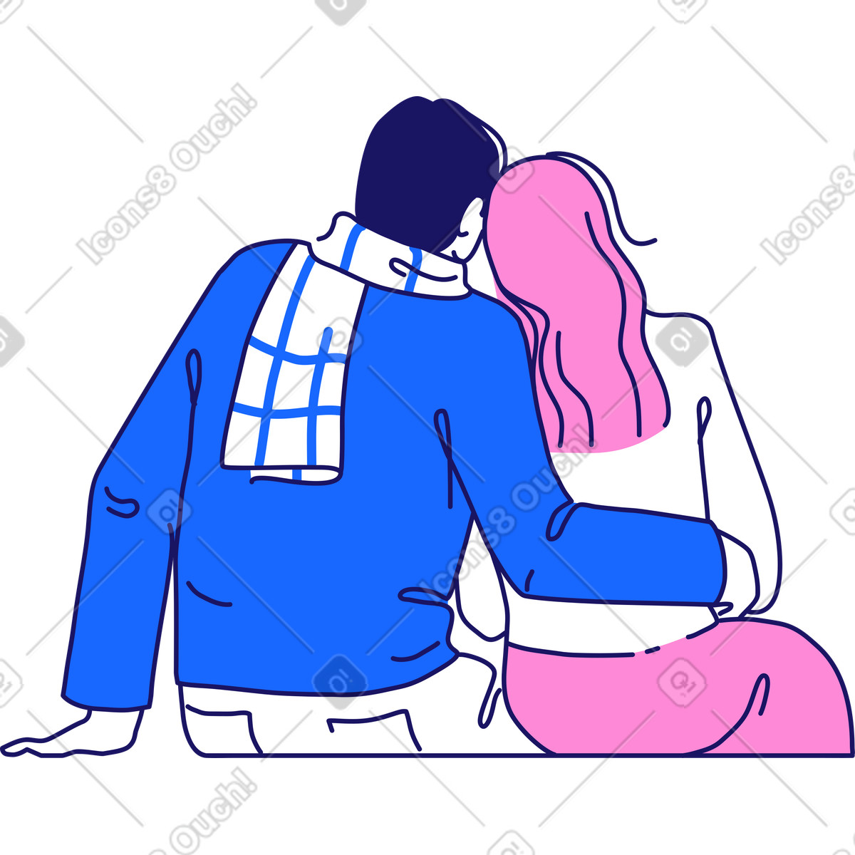 下载 Matey 风格的 坐在后面的情侣 插画，支持 PNG、SVG 格式