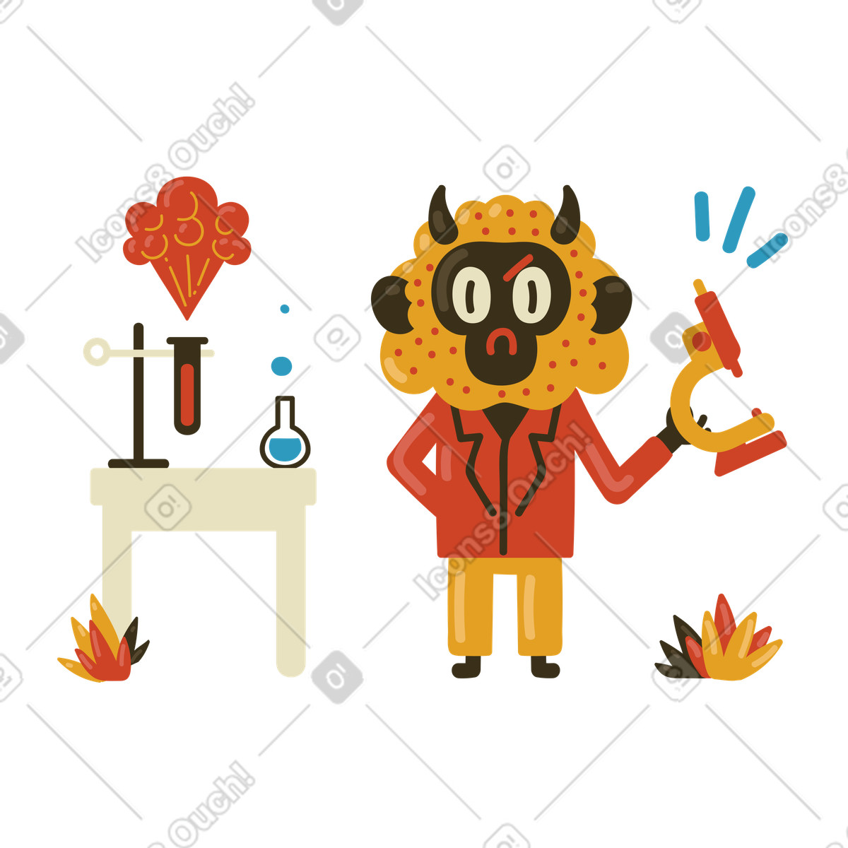 Arabica スタイルの 化学の授業中の化学教師のキャラクター のイラストをPNG、SVG形式でダウンロード