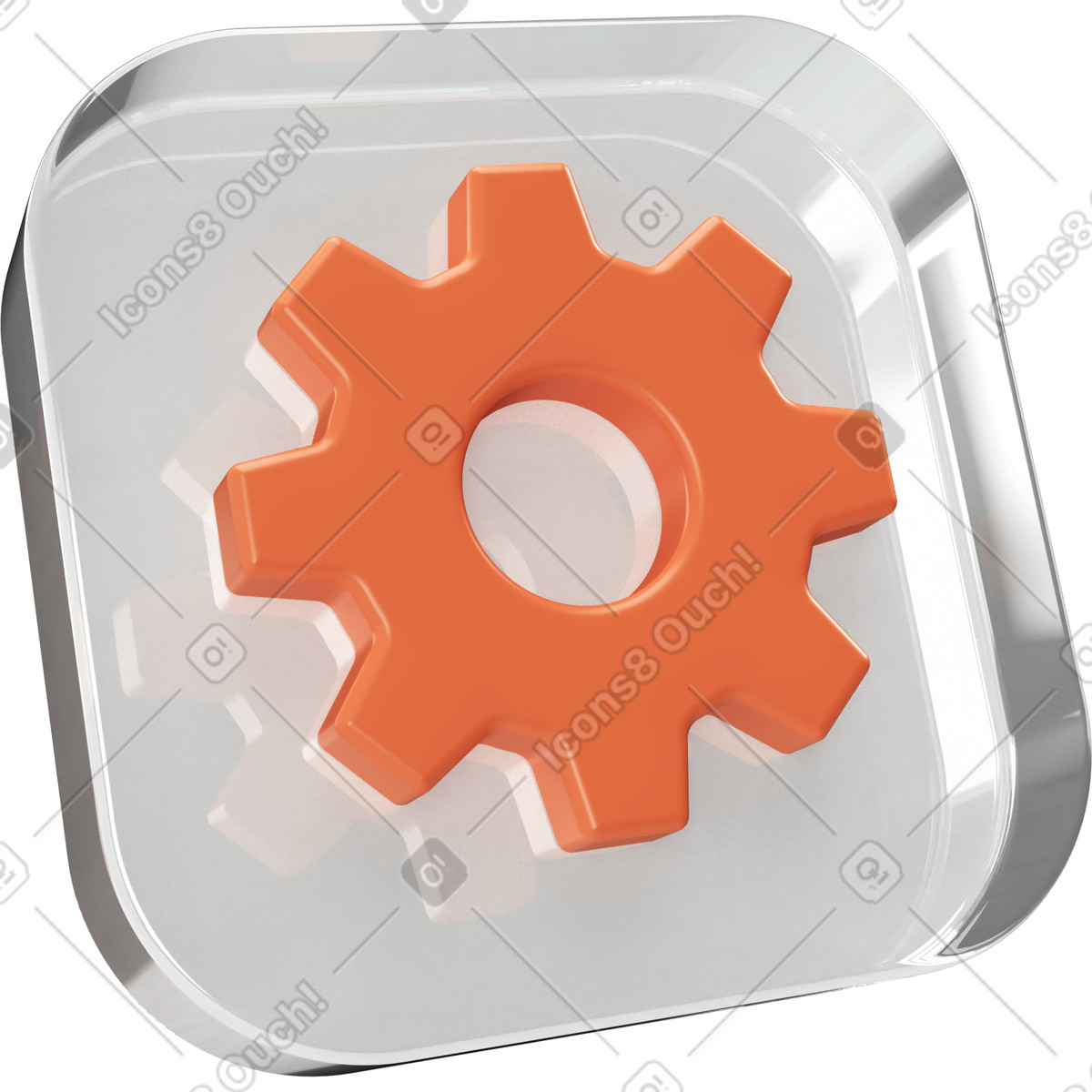 Gear on glass plate illustration in PNG, SVG