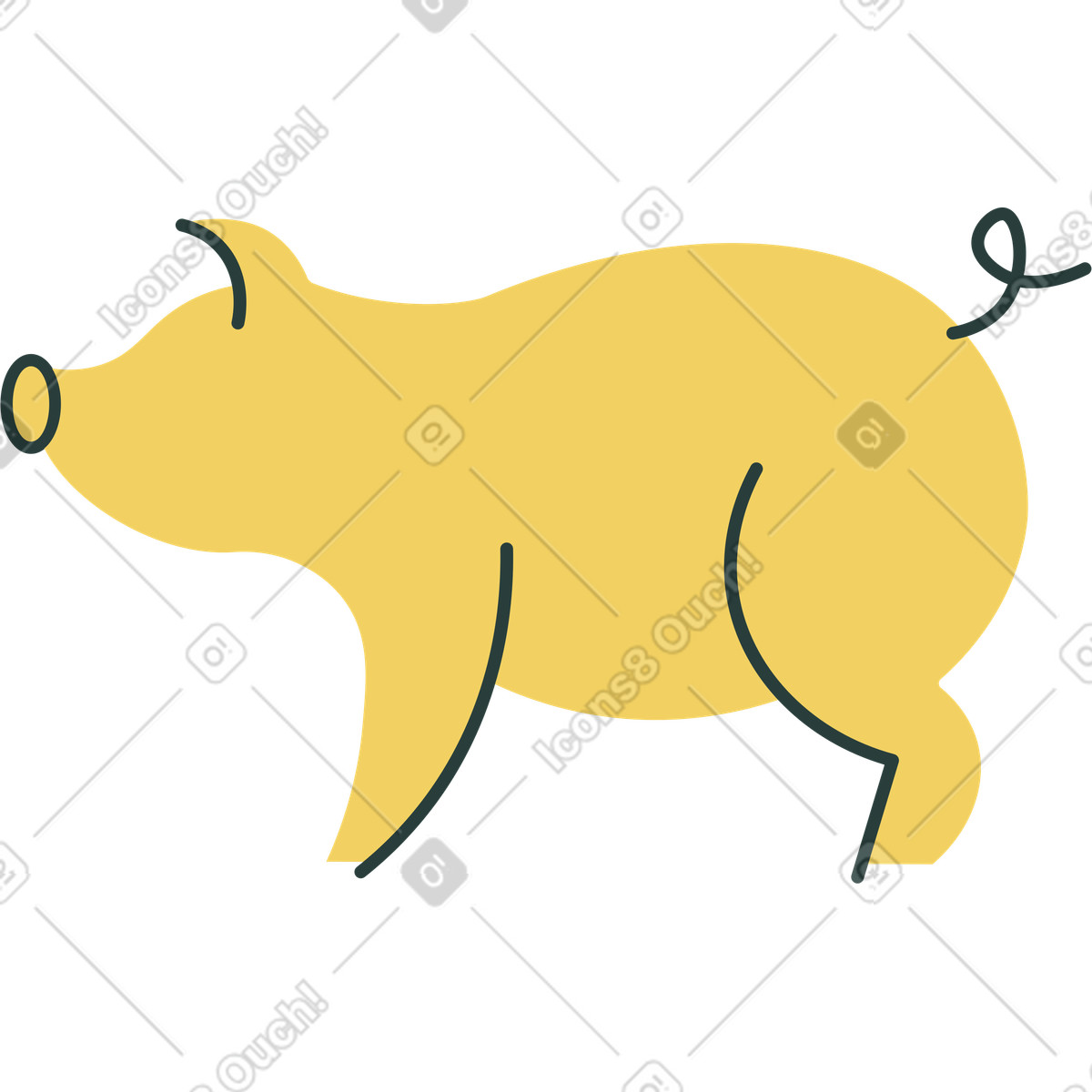 Ilustración Cerdo en estilo Macaroni a descargar en PNG y SVG