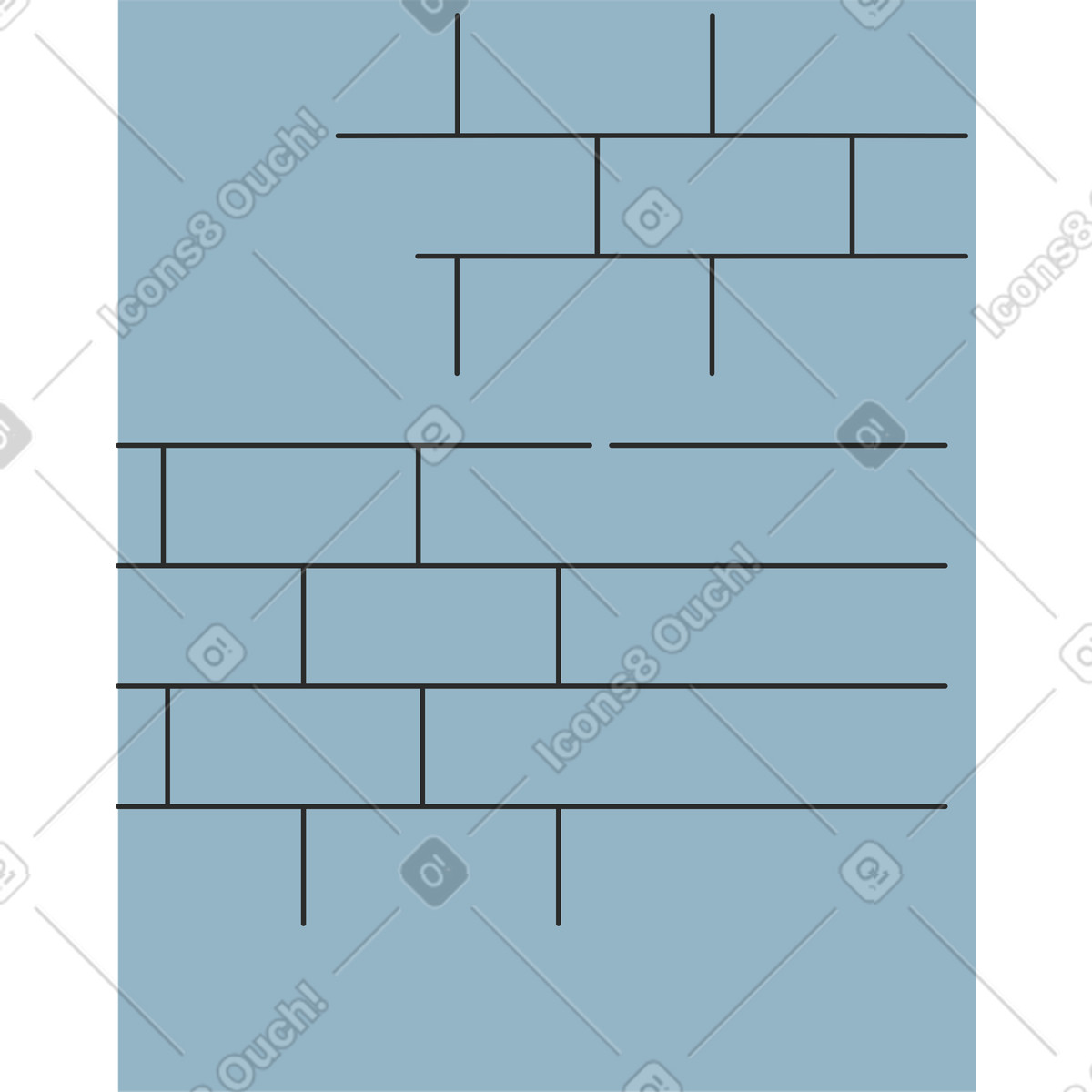 Blue brick wall illustration in Marginalia style download in PNG, SVG