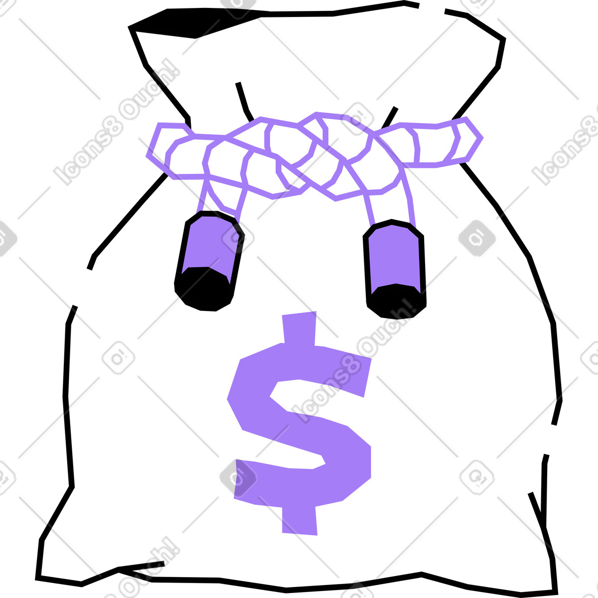 Money bag illustration in Amethyst style download in PNG, SVG