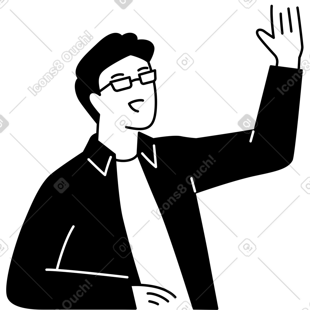 Man raising hand illustration in Weekday style download in PNG, SVG