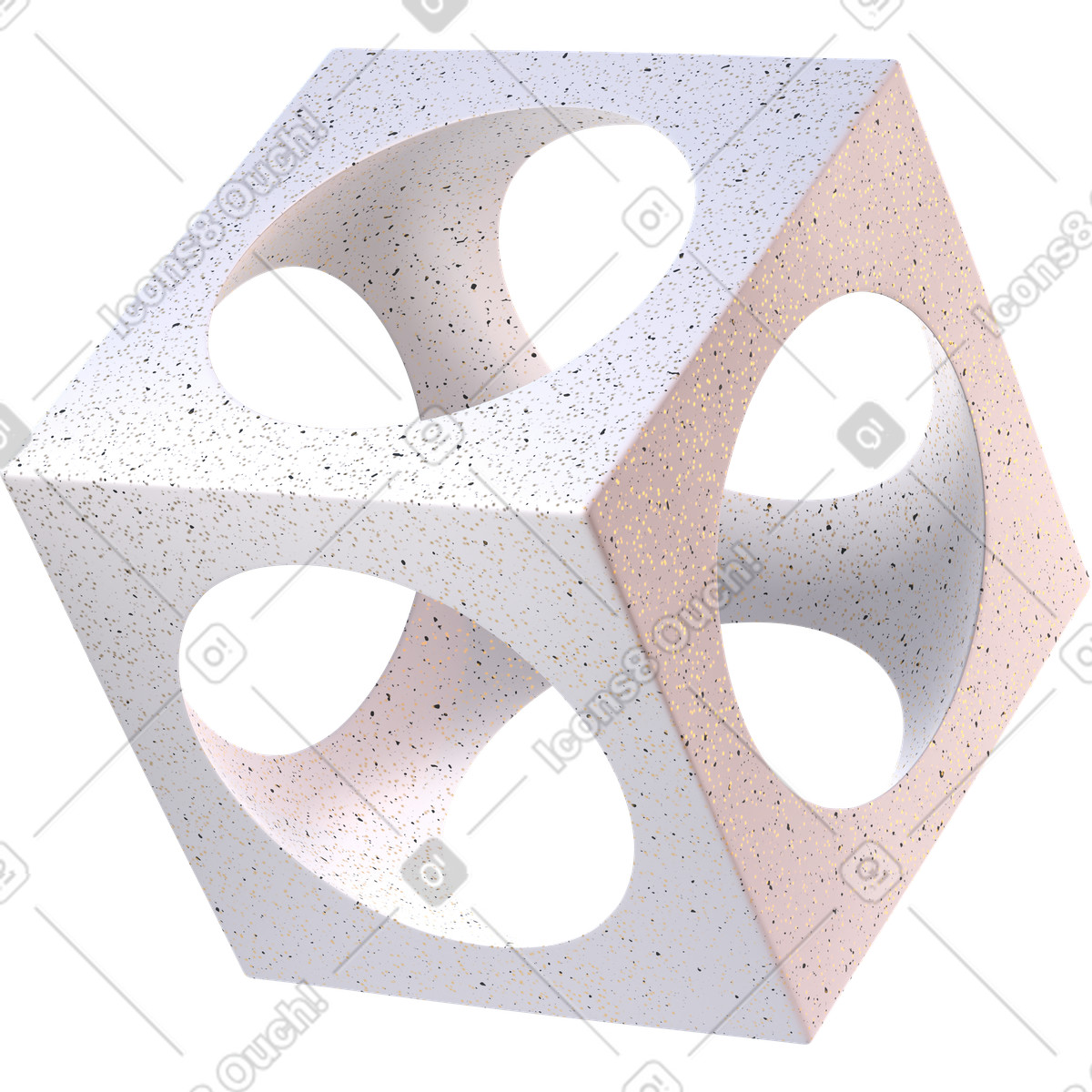 Ilustração de Moldura cúbica salpicada com vazios circulares em no estilo 3D Glassy para baixar em PNG, SVG