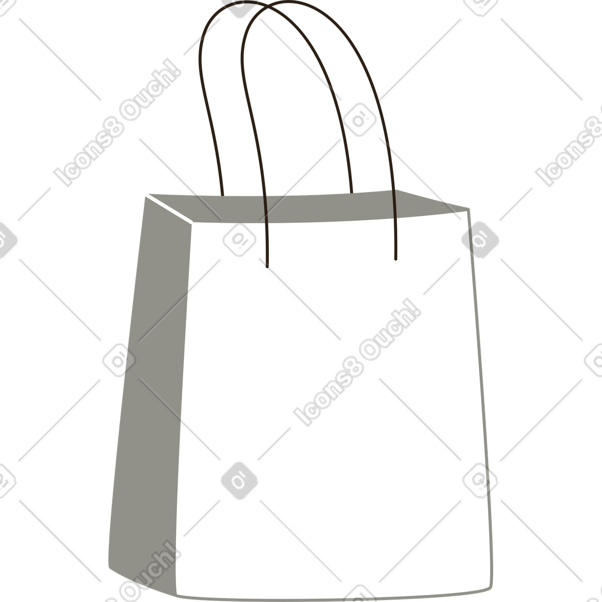 Grocery paper bag illustration in Plain style download in PNG, SVG
