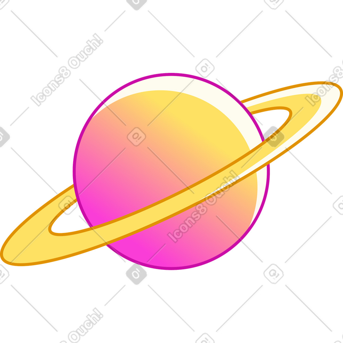 Planet jupiter illustration in Rainbow style download in PNG, SVG