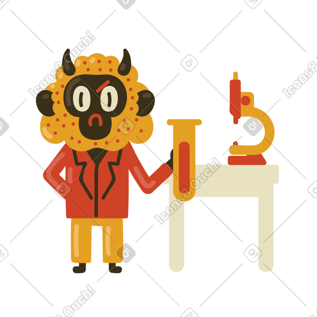 Chemistry professor carrying a test tube illustration in Arabica style download in PNG, SVG