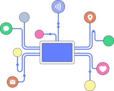 Central command hub for digital services PNG, SVG