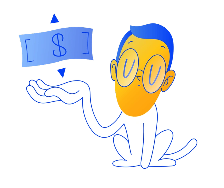 A character holding a dollar sign - Buddy style illustration