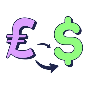 Two symbols are positioned prominently in the center. On the left, the "€" symbol is displayed, and on the right, the "$" symbol is visible. The "€" symbol is slightly tilted as it appears to rotate, while the "$" symbol mirrors this action, creating a dynamic exchange effect. Beneath both symbols, there are arrows indicating a conversion process, with one arrow leading from the "€" to the "$" and another going in the opposite direction. The background is plain, emphasizing the focus on the currency symbols and their interaction.