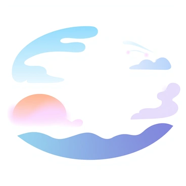 A wide view of the sky showcasing a gradient of colors as it transitions from day to night. The left side of the image features bright blue hues, gradually deepening into warm oranges and pinks near the center. As the colors shift towards the right, they transform into rich purples and dark blues, representing the onset of twilight. Wispy clouds float throughout the sky, catching the fading light in their edges. A silhouette of distant hills can be seen at the bottom, enhancing the depth of the scene.