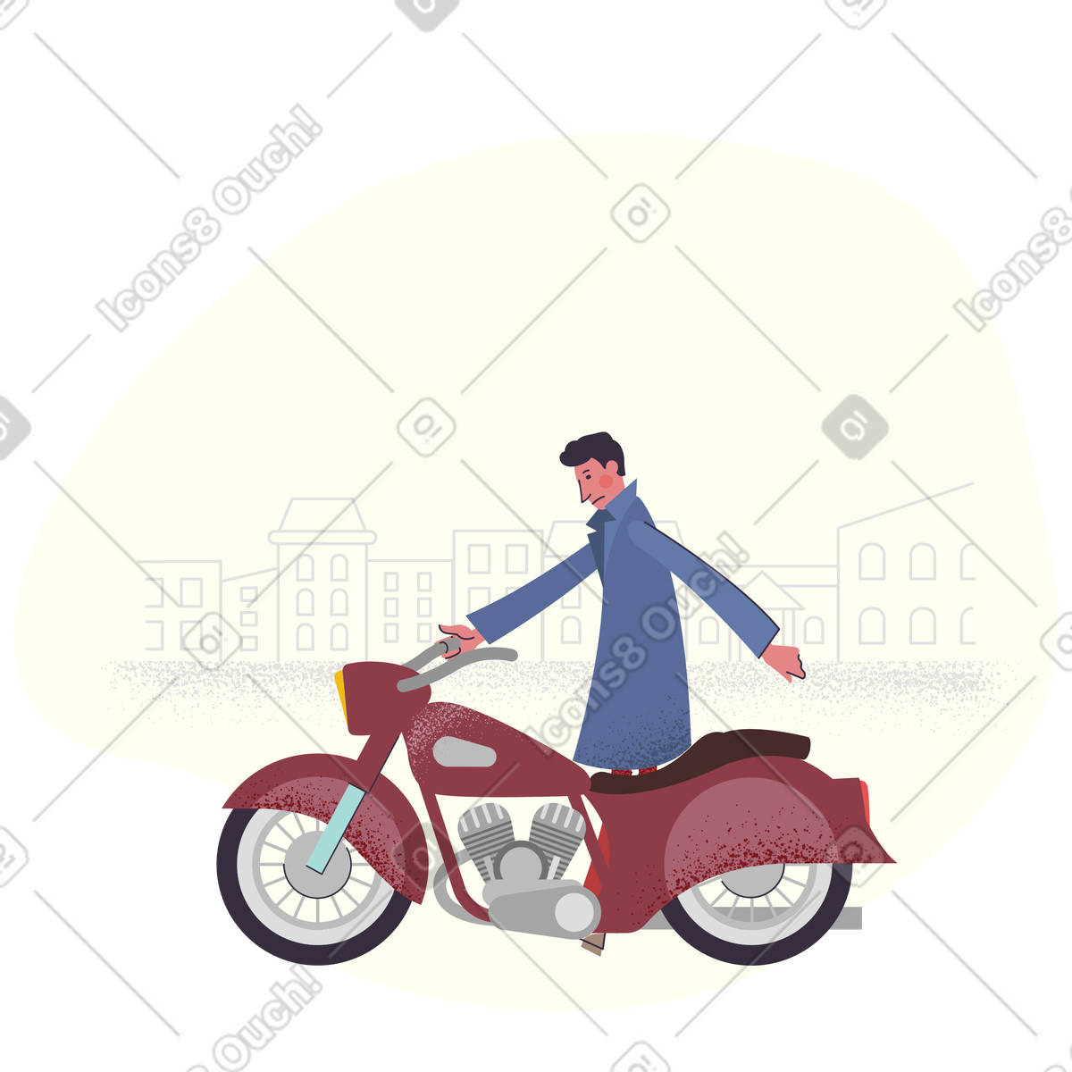 Ilustração de Motocicleta na cidade em no estilo Pale para baixar em PNG, SVG
