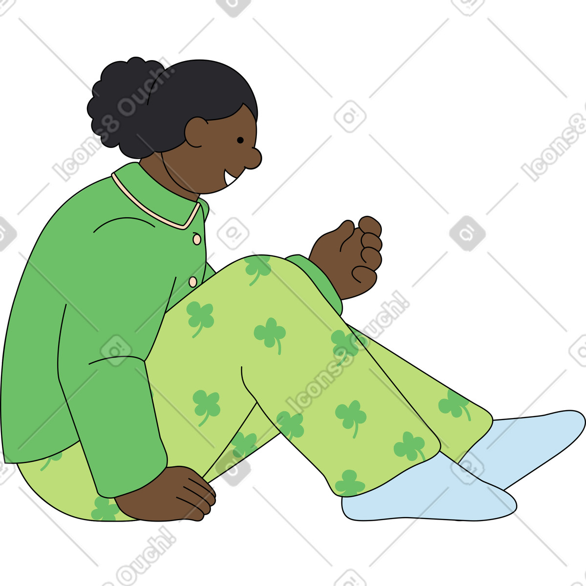 Donna seduta e in possesso di qualcosa illustrazione stile Kindy scarica PNG, SVG