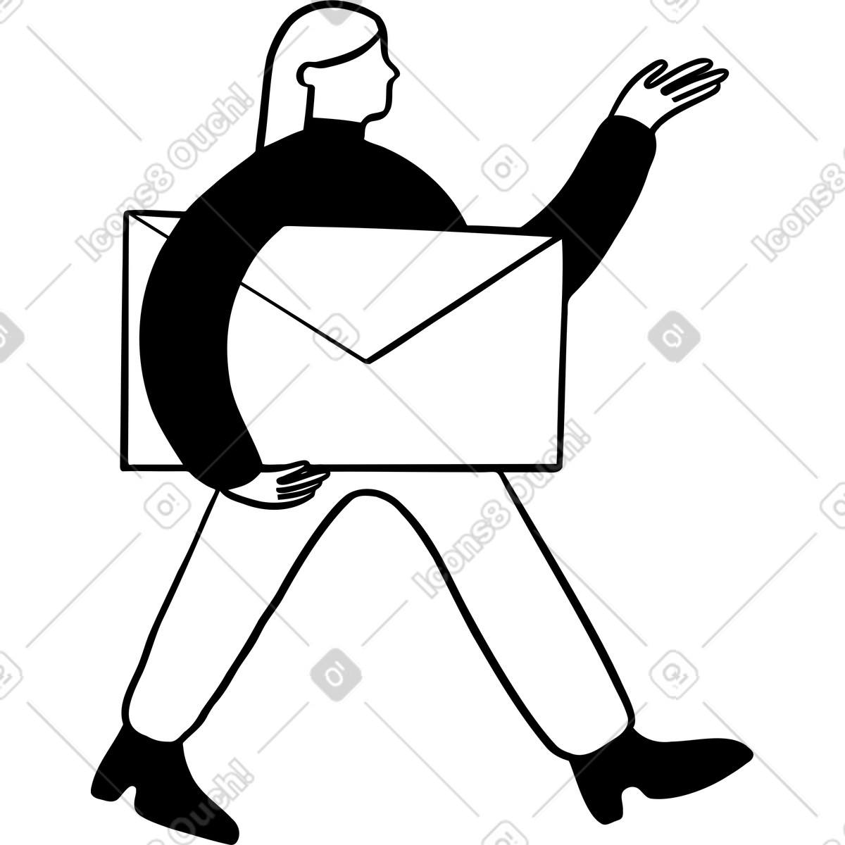 Ilustración Mujer con una carta en estilo Journal a descargar en PNG y SVG