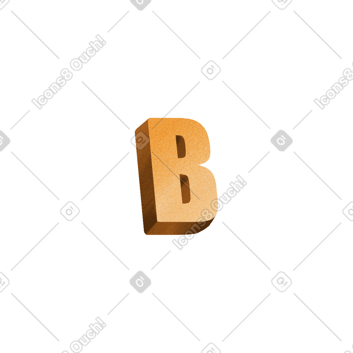 Ilustração de Voluminous golden letter b em no estilo Gleam para baixar em PNG, SVG
