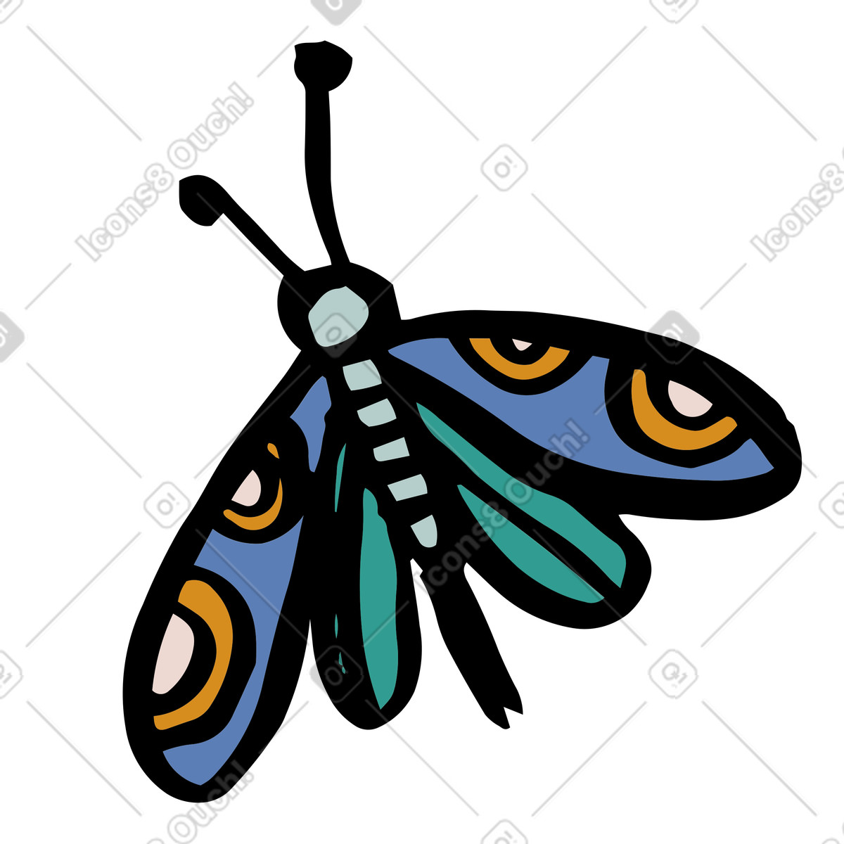 Farfalla illustrazione in stile Scandi scarica in PNG, SVG