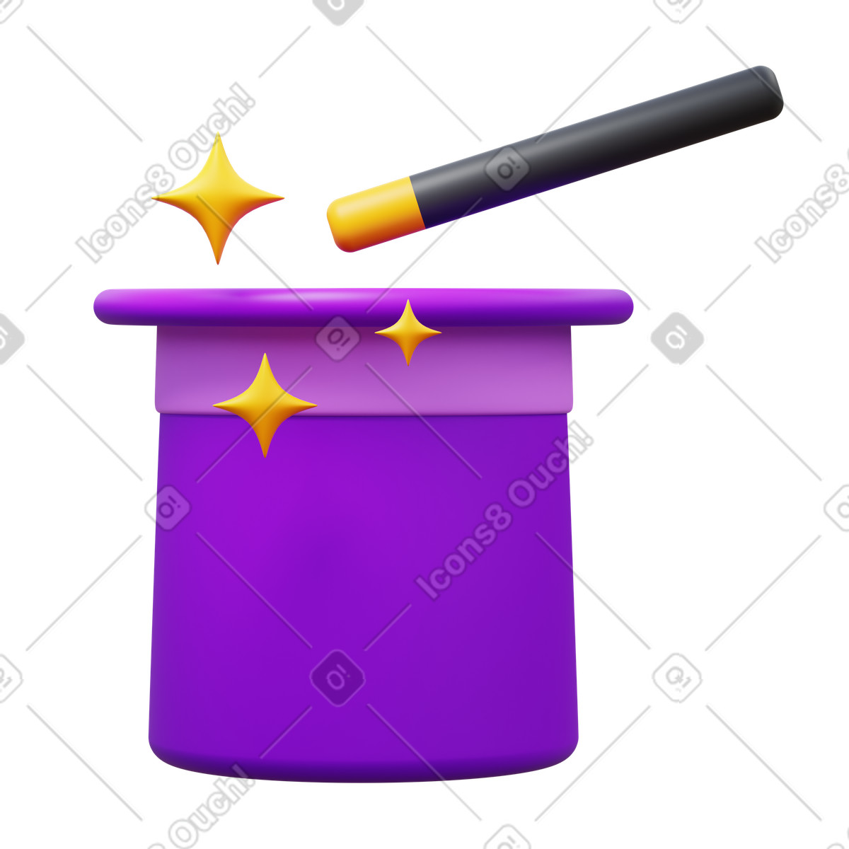 Magic trick illustration in 3D Fluency style download in PNG, SVG