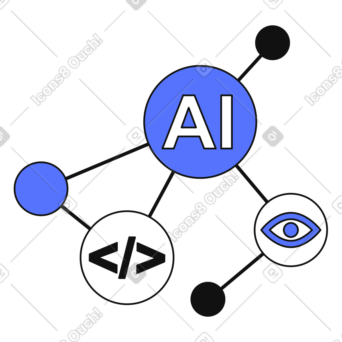 Ai network connecting machine learning vision and coding technology concepts together-Illustration im Main-Stil als Download in PNG, SVG