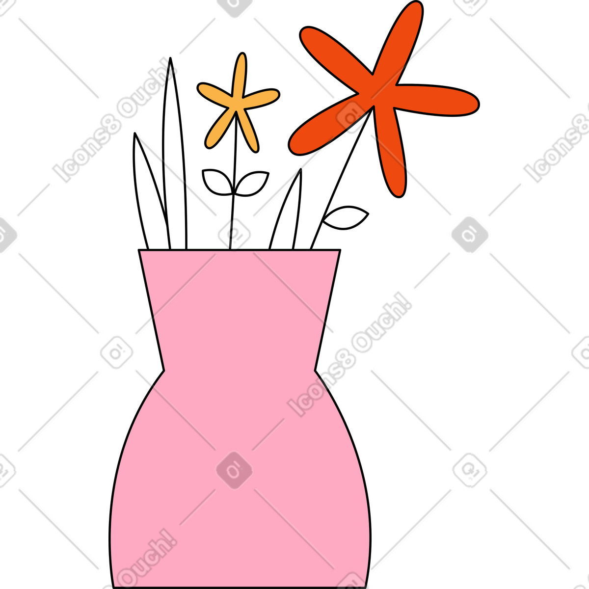 下载 Bloom 风格的 Pink vase with flowers 动画插图，支持 GIF、Lottie （JSON）、AE 格式