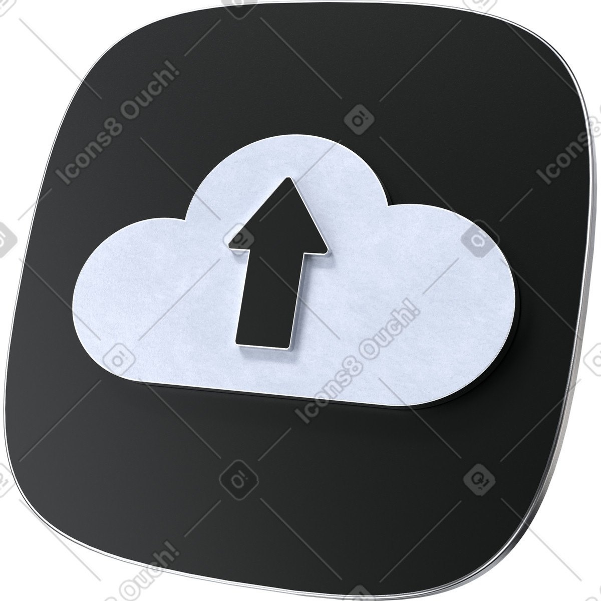 Icona di caricamento su cloud, backup sincronizzazione file, simbolo trasferimento dati illustrazione in stile 3D Pro scarica in PNG, SVG