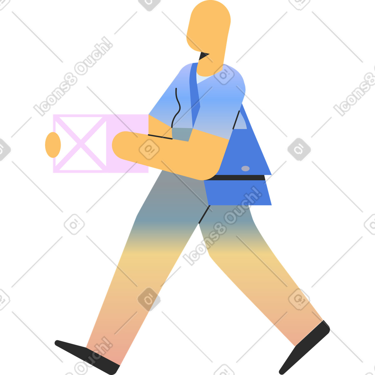 Ilustración Repartidor en estilo Marginalia a descargar en PNG y SVG