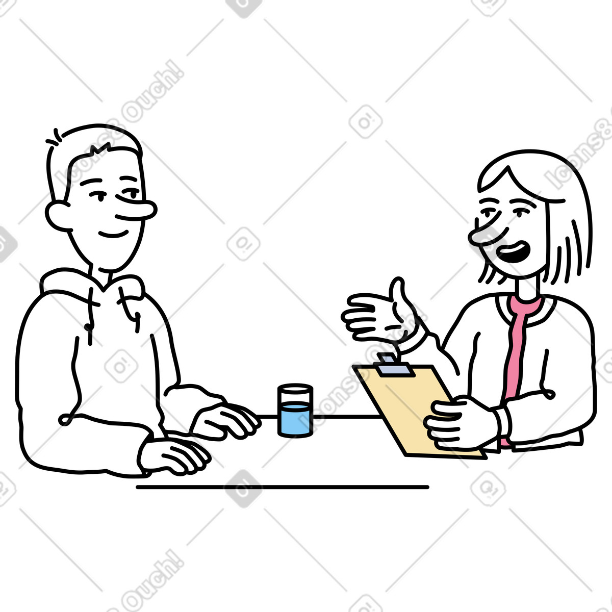 下载 Notes 风格的 女性 hr 进行面对面面试 插画，支持 PNG、SVG 格式