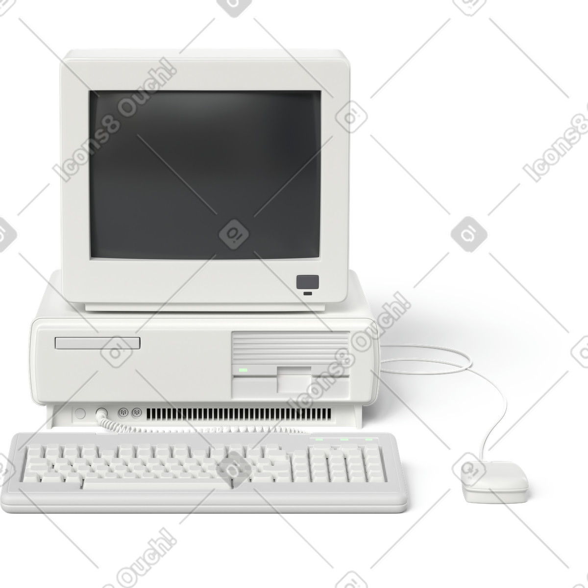 Ilustração de Old pc front view em no estilo 3D Business para baixar em PNG, SVG
