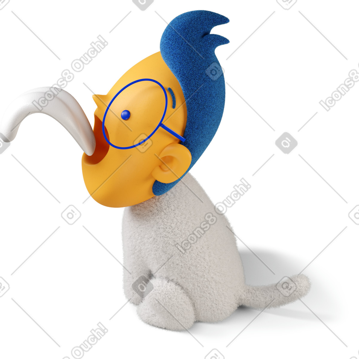 下载 3D Buddy 风格的 伸出舌头的男孩向左看 插画，支持 PNG、SVG 格式