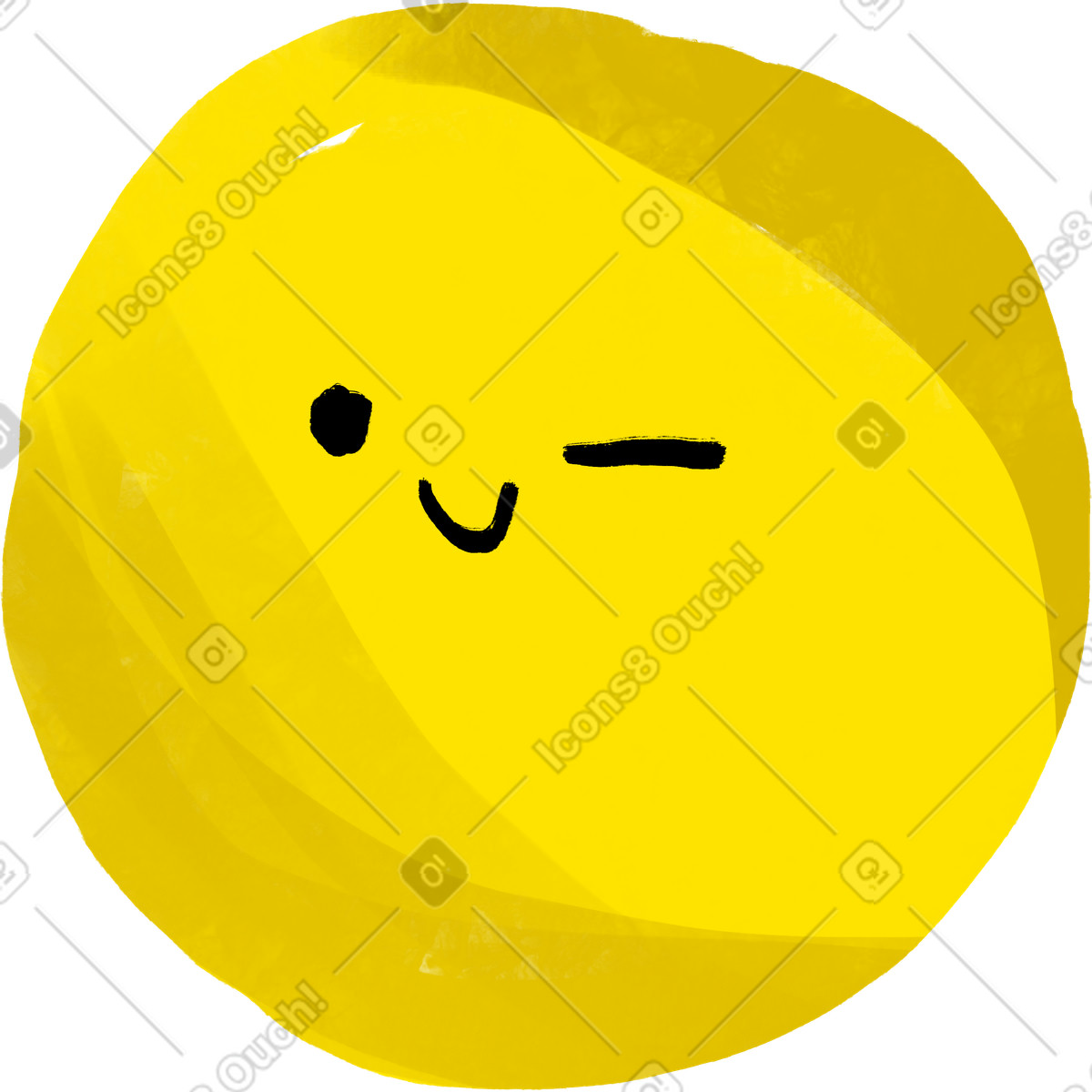 Yellow winking emoji illustration in Atomic style download in PNG, SVG