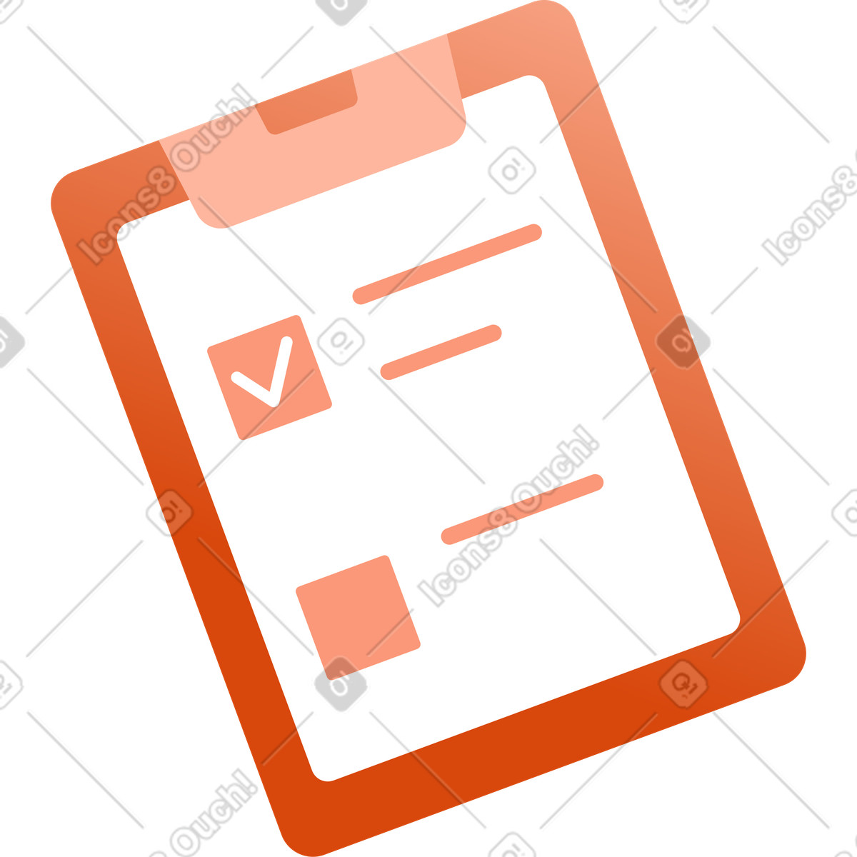 Clipboard with a document illustration in Orange style download in PNG, SVG