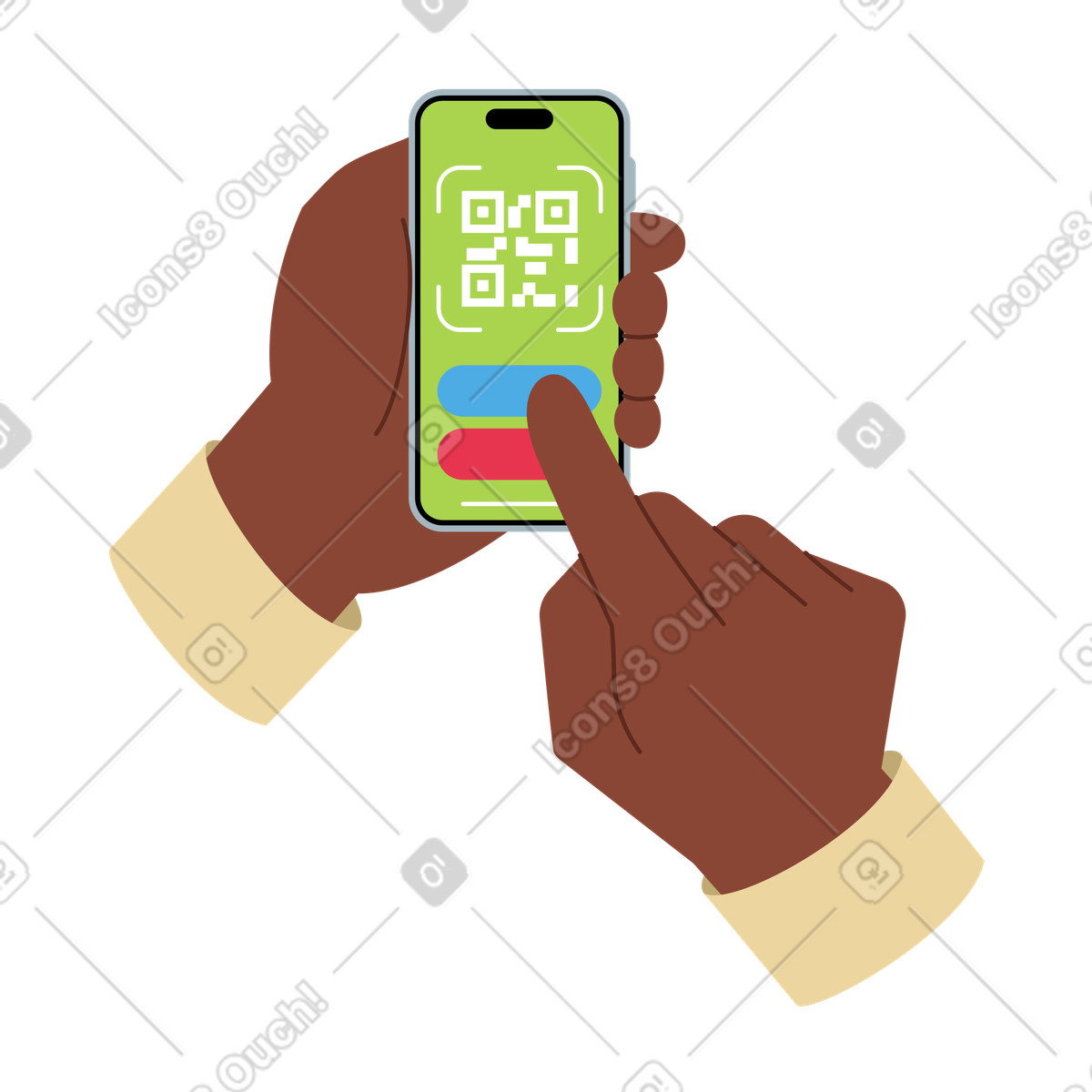 Иллюстрация Сканирование qr-кода с помощью телефона в стиле Catchy — скачать в форматах PNG, SVG