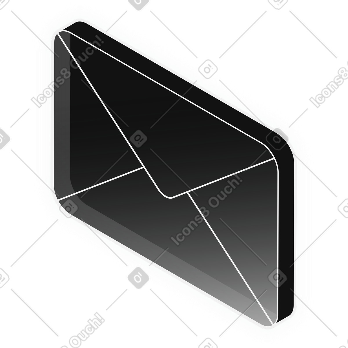 Illustration Message électronique avec icône d'enveloppe noire dans le style Inverse à télécharger aux formats PNG, SVG