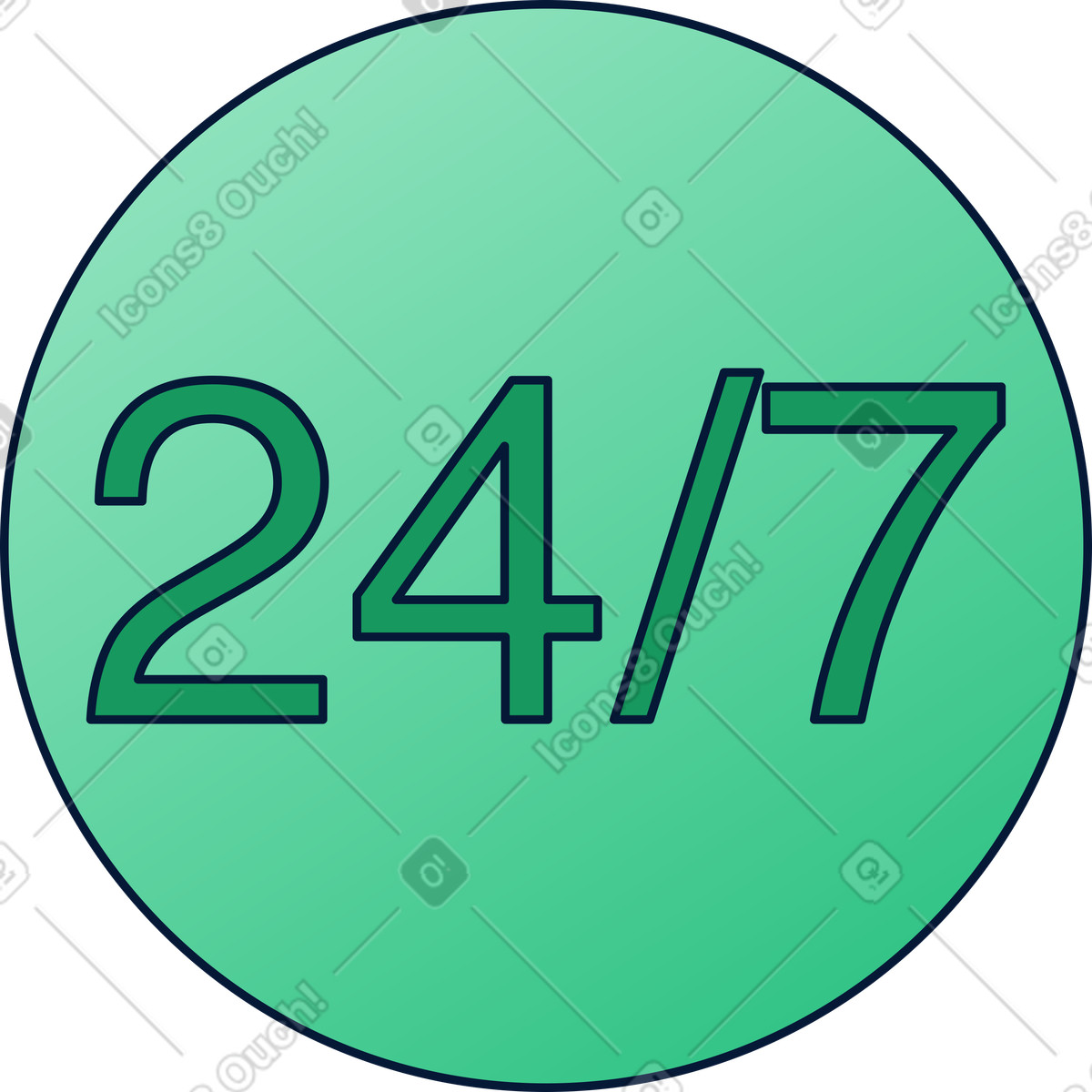 Circle with 24 by 7 illustration in Neat style download in PNG, SVG