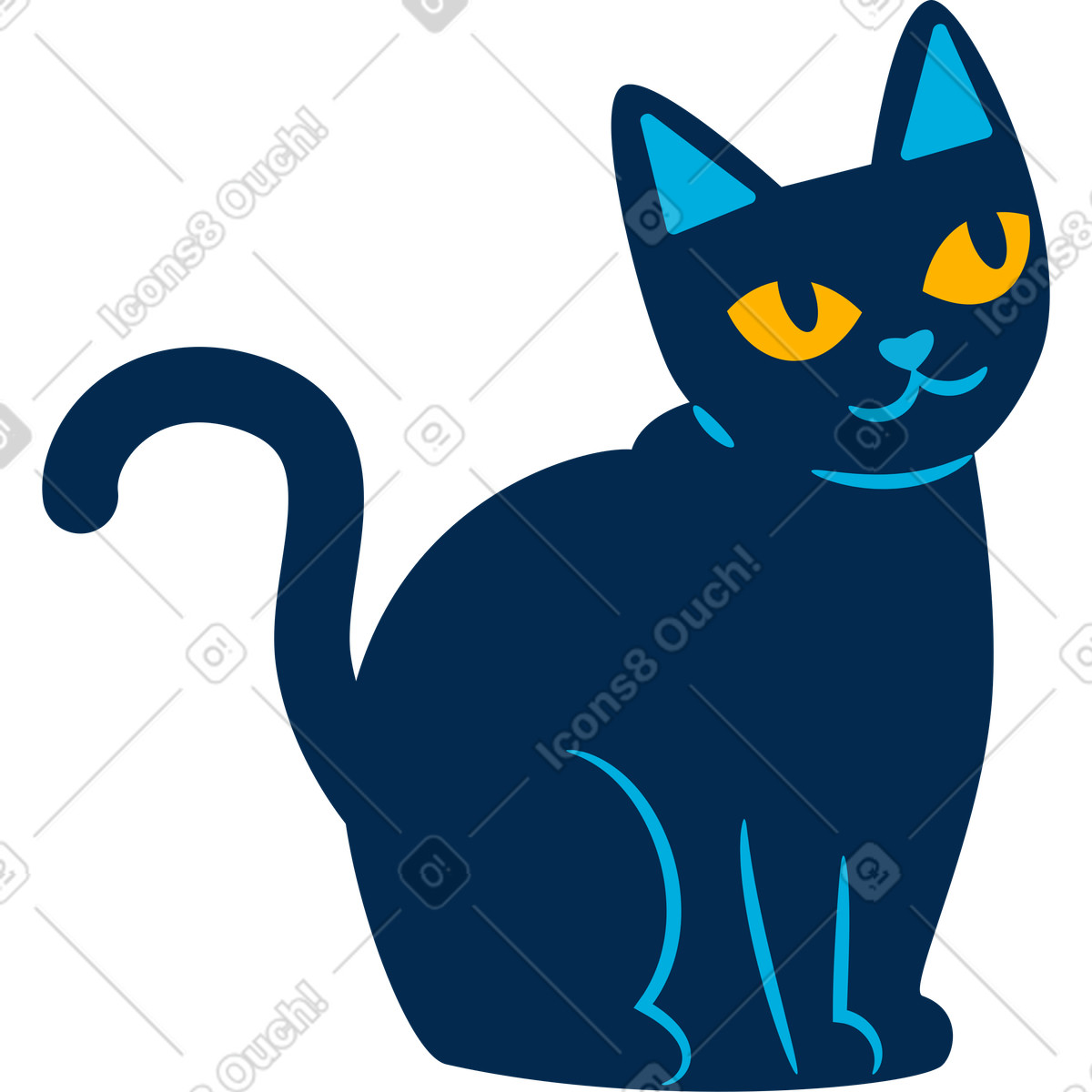 Flame スタイルの 青猫 のイラストをPNG、SVG形式でダウンロード
