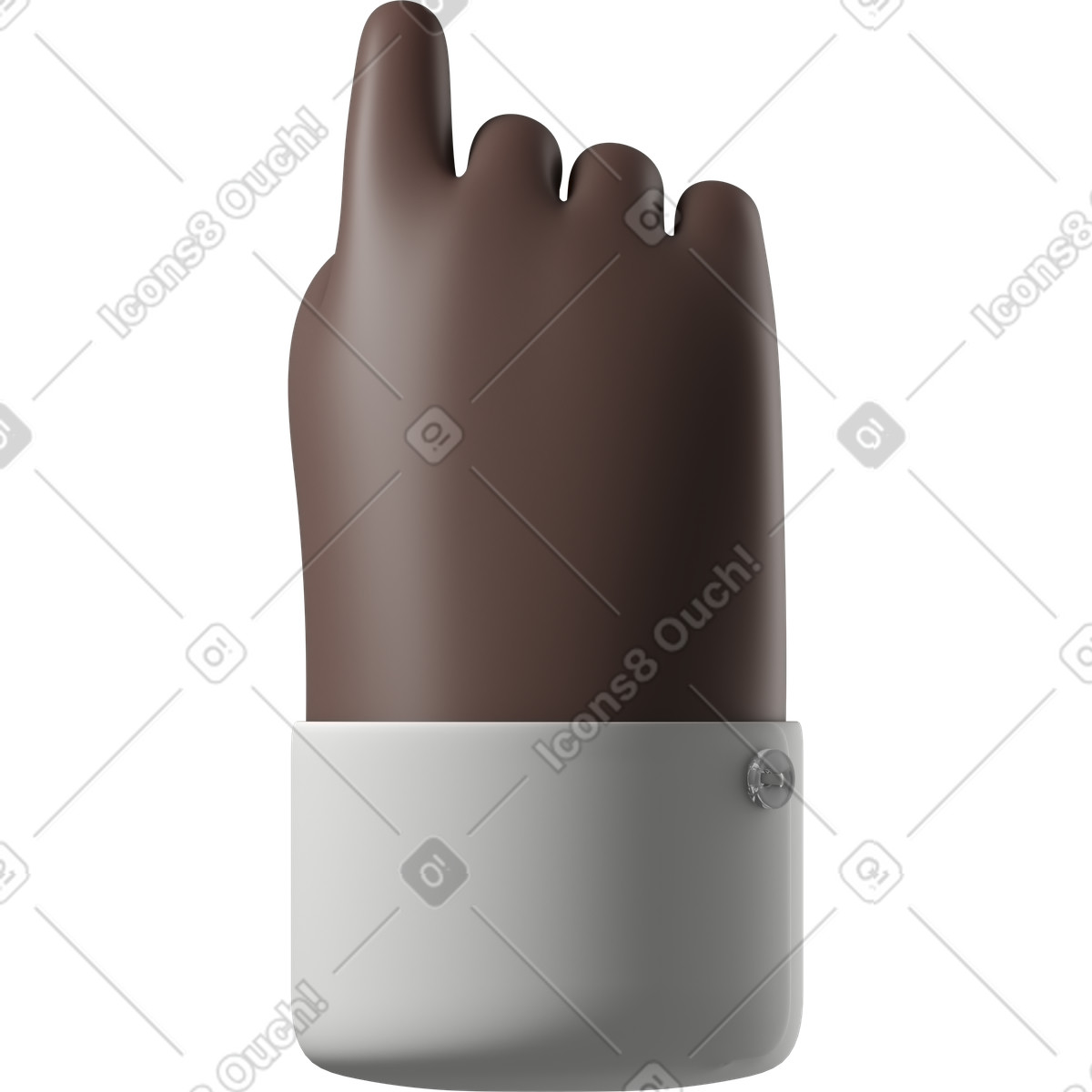 3D Hands Fun&Wild スタイルの Back view of black skin hand pointing up のイラストをPNG、SVG形式でダウンロード