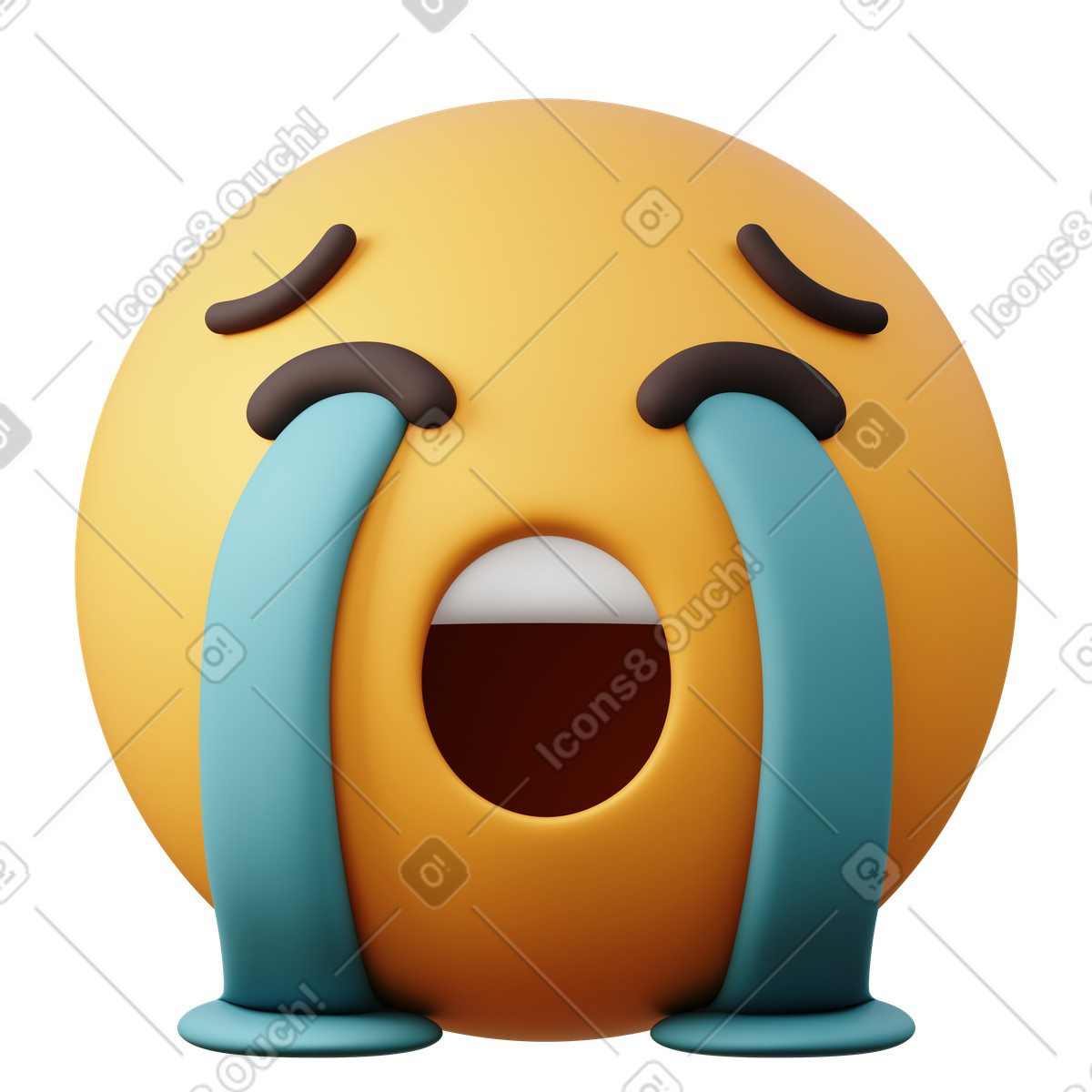 Ilustração de Emoji rosto chorando alto em no estilo 3D Sugary para baixar em PNG, SVG
