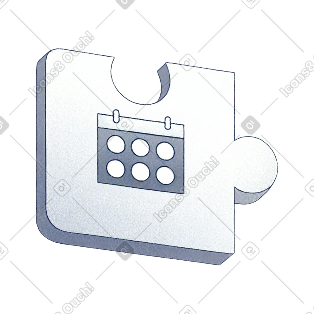 Ilustración Parte del rompecabezas con el icono calendario en estilo Haze a descargar en PNG y SVG