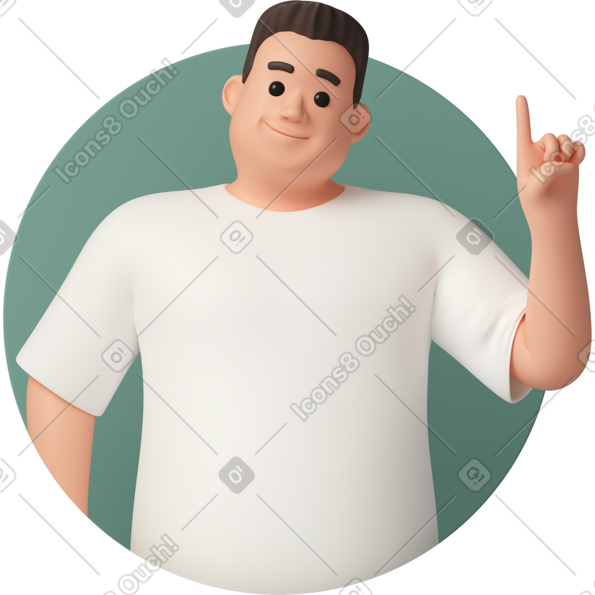 Ilustración Avatar de hombre señalando con el dedo hacia arriba en estilo 3D Casual life a descargar en PNG y SVG