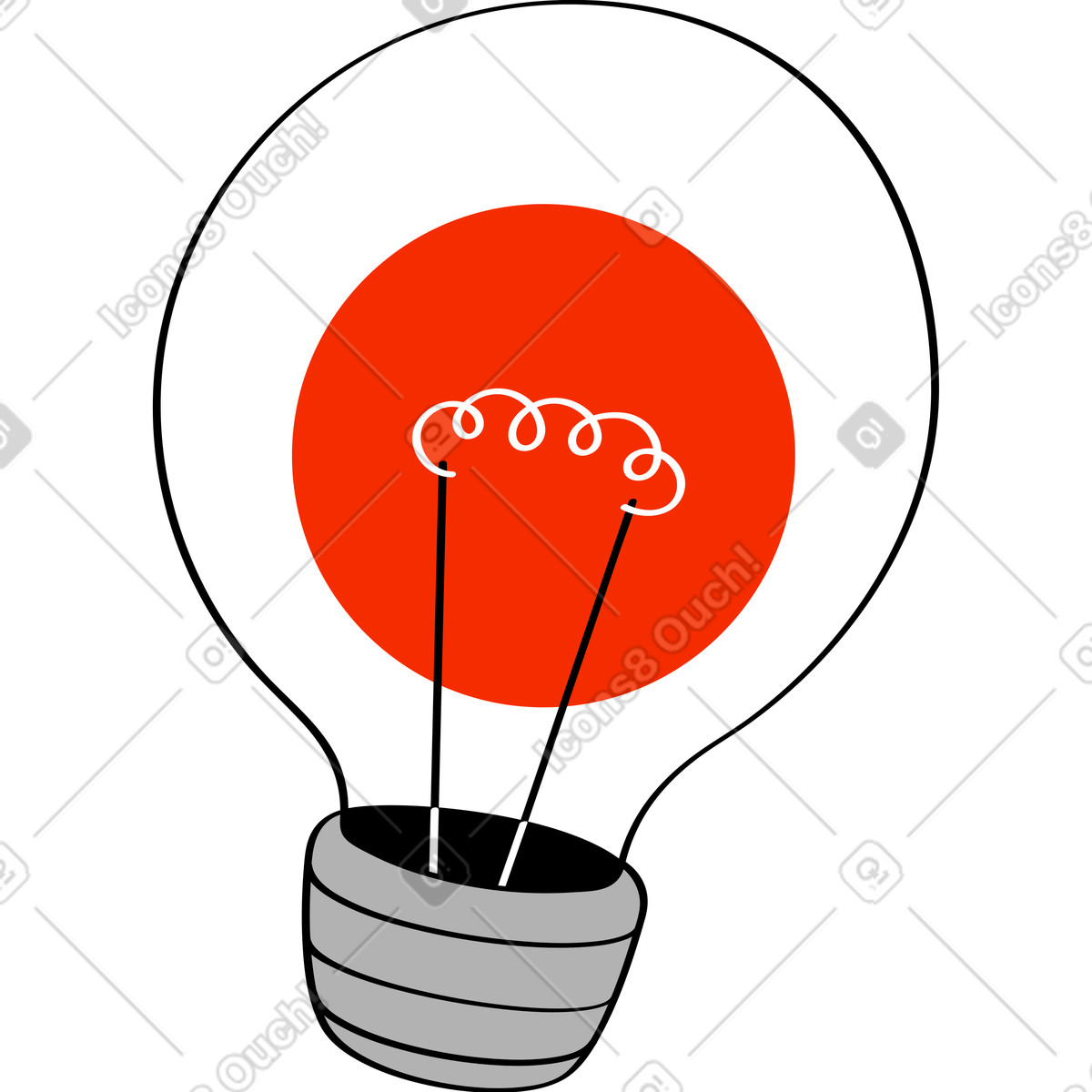 Light bulb with red illustration in Looney style download in PNG, SVG