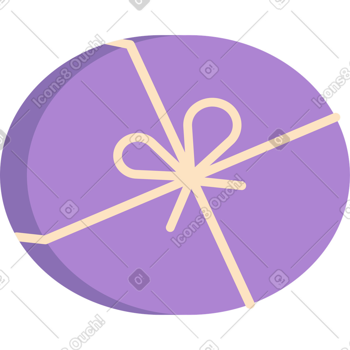 Round lilac box with bow illustrazione in stile Dizzy scarica in PNG, SVG