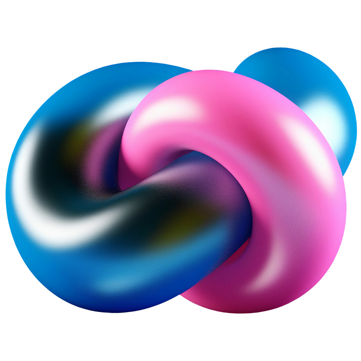 下载 Metallic 风格的 3D Blue and pink glossy knot 插画，支持 PNG、SVG 格式