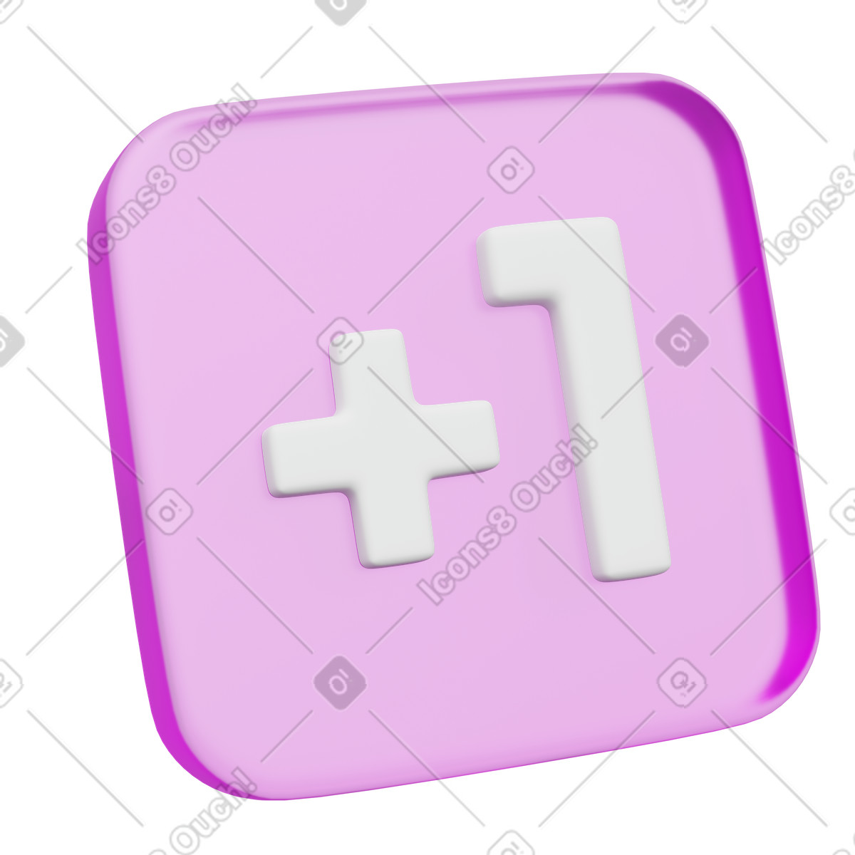 Pink interface plus one badge for new follower illustration in 3D Playful style download in PNG, SVG