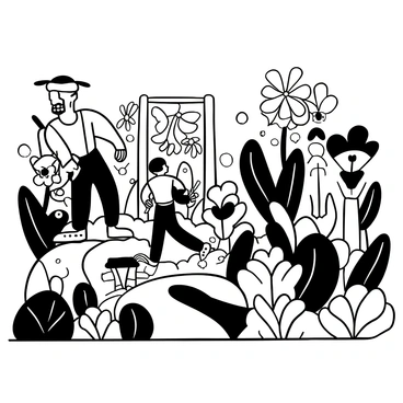 A futuristic botanical garden filled with a variety of plants that emit a soft glow. The plants have unique shapes and sizes, showcasing intricate details in their leaves and petals. Robotic gardeners are tending to the plants, equipped with tools for pruning and watering. These robots have sleek, metallic bodies and articulated limbs, moving gracefully among the flora. The garden features pathways made of smooth stones, lined with luminescent plants on either side. A variety of geometric structures provide support for climbing plants, enhancing the overall design of the garden.