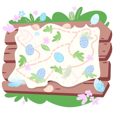 A whimsical treasure map leading to hidden Easter eggs in a park