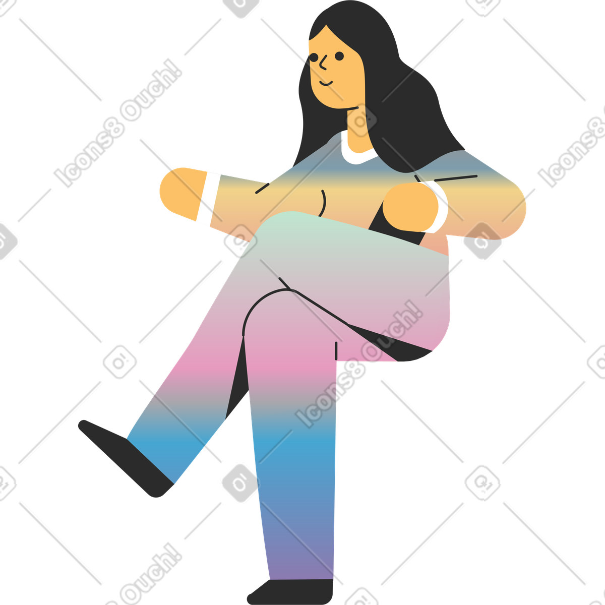 Ilustração de Girl sitting em no estilo Marginalia para baixar em PNG, SVG